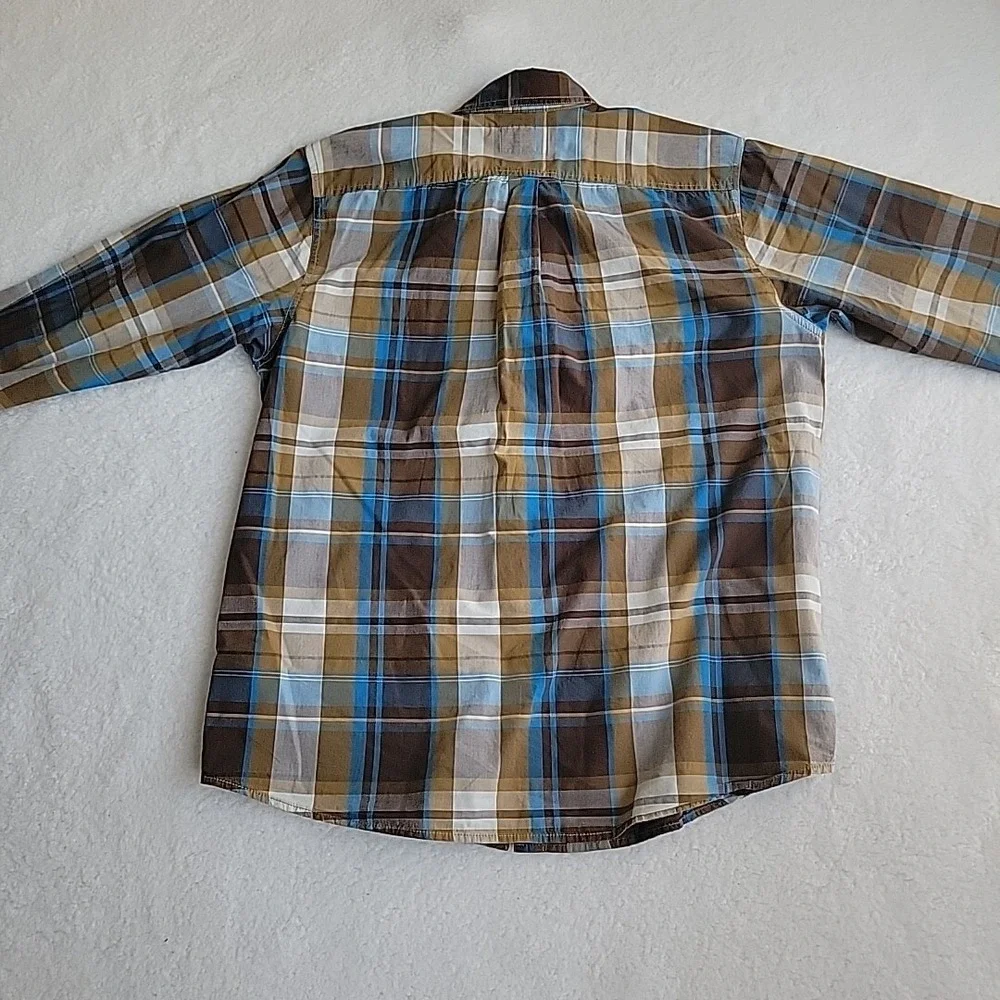 The North‎ Face Shirt Mens Large Blue Plaid Button Up Long Sleeve Outdoor Hiking
